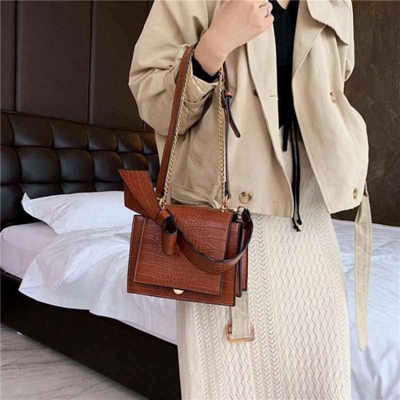 Τσάντες Με Ανάγλυφο Alligator Pu Square Crossbody