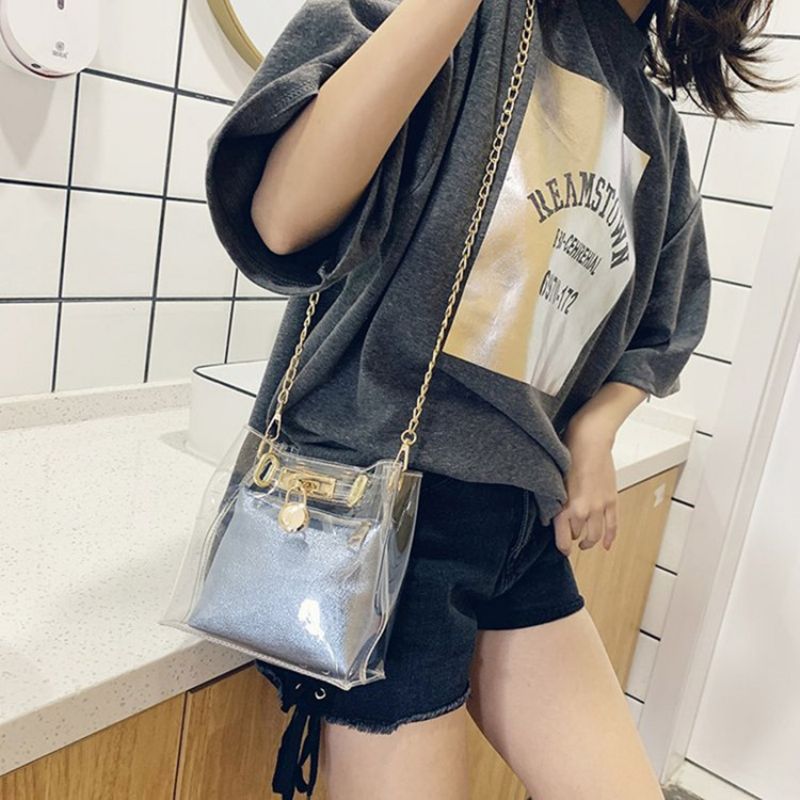 Τσάντες Pu Plain Chain Square Crossbody