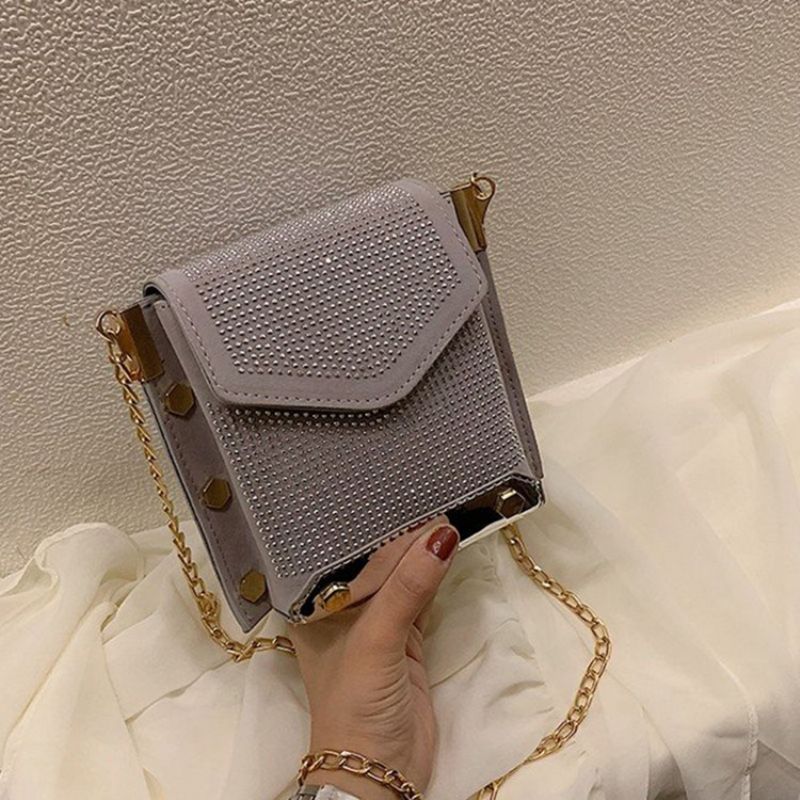 Τσάντες Pu Rhinestone Chain Rectangle Crossbody