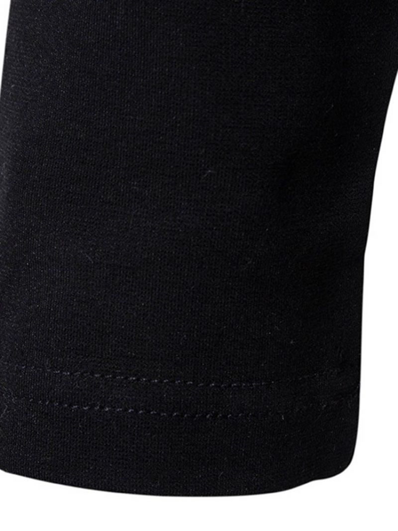 Ανδρικό Φούτερ Με Κουκούλα Pu Knit Patched Stand Collar Slim