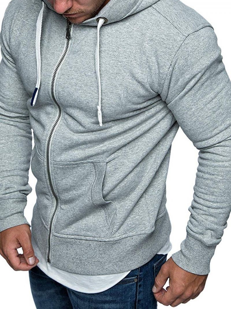 Casual Hoodies Με Φερμουάρ Τσέπης