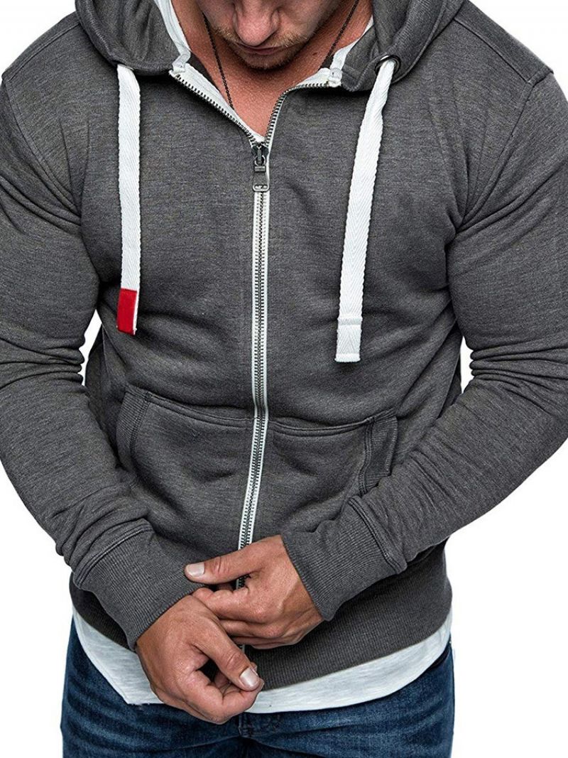 Casual Hoodies Με Φερμουάρ Τσέπης