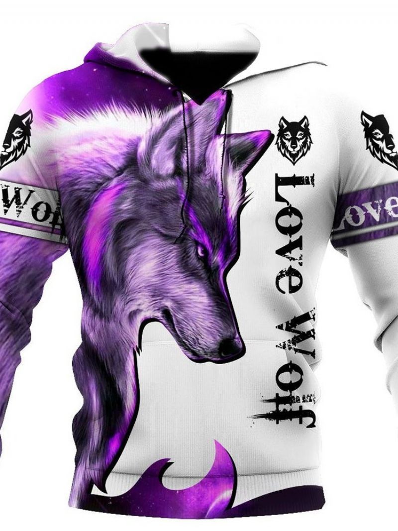 Λεπτό Πουλόβερ Με Κουκούλα Wolf Print Slim Πουλόβερ