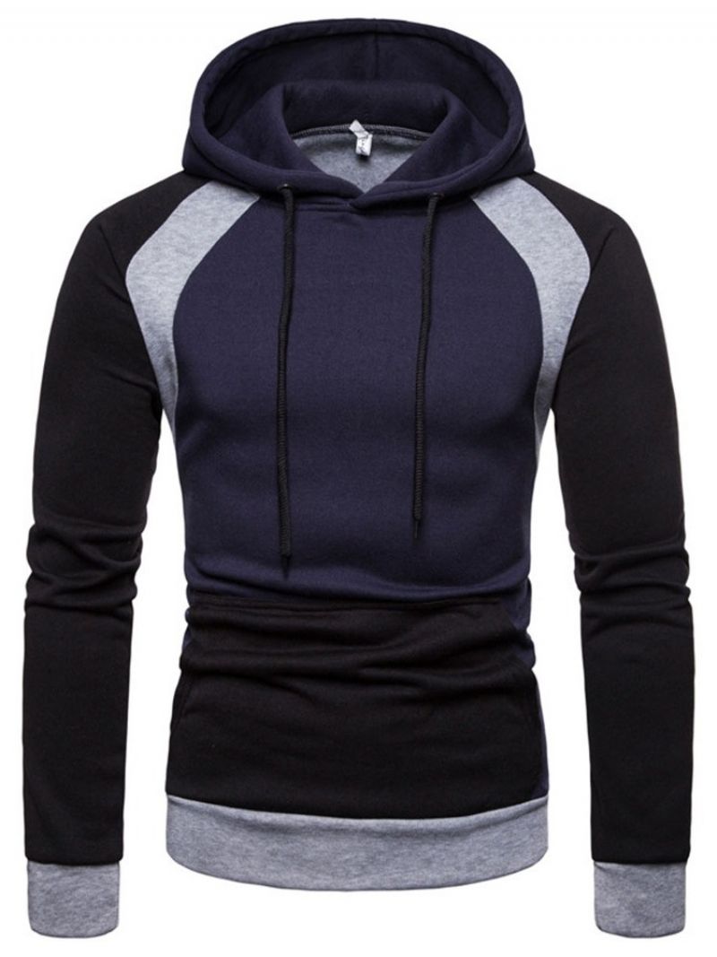 Πουλόβερ Μπλοκ χρώματος Pocket Hooded Slim Ανδρικά Φούτερ