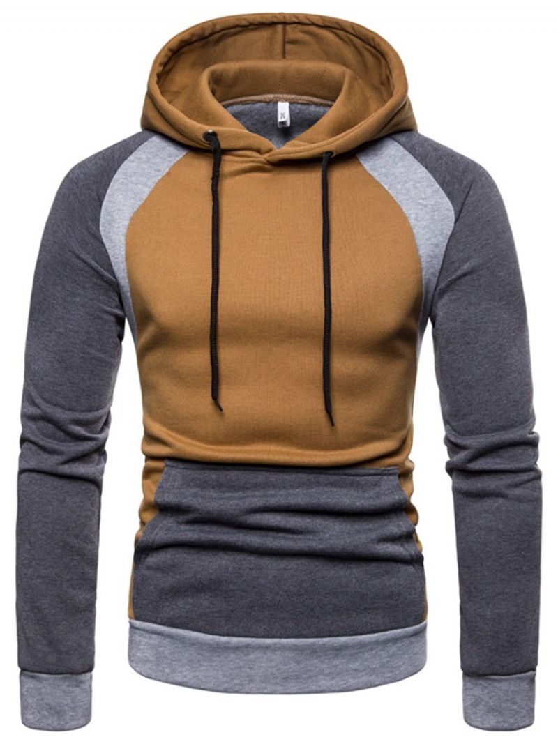 Πουλόβερ Μπλοκ χρώματος Pocket Hooded Slim Ανδρικά Φούτερ