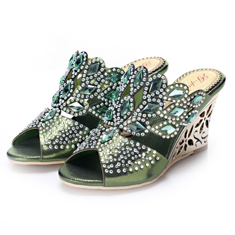 Glittering Rhinestone Γυναικεία Πέδιλα Wedge