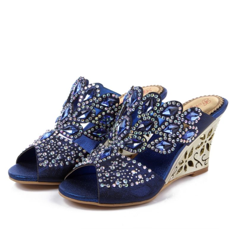 Glittering Rhinestone Γυναικεία Πέδιλα Wedge