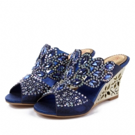 Glittering Rhinestone Γυναικεία Πέδιλα Wedge