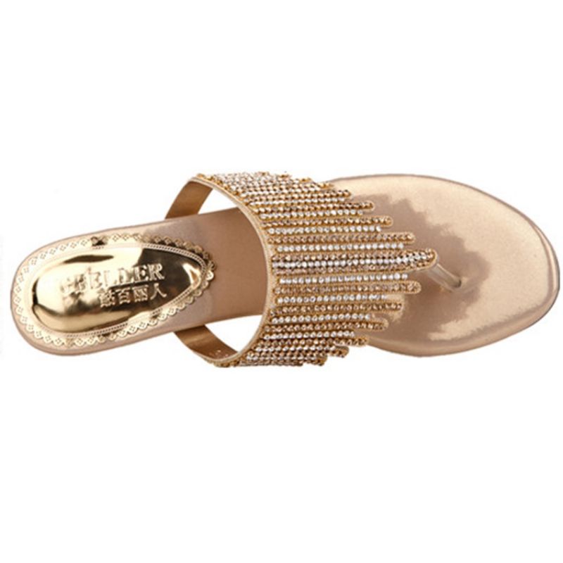 Rhinestone Thong Slip-On Spool Heel Mules Παπούτσια