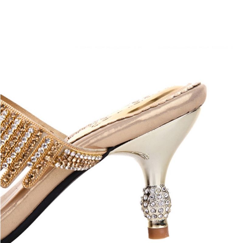 Rhinestone Thong Slip-On Spool Heel Mules Παπούτσια