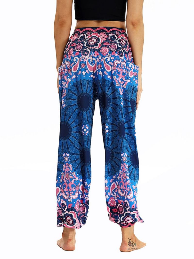 Boho Print Elastic Waist Yoga Harem Jogger Παντελόνι