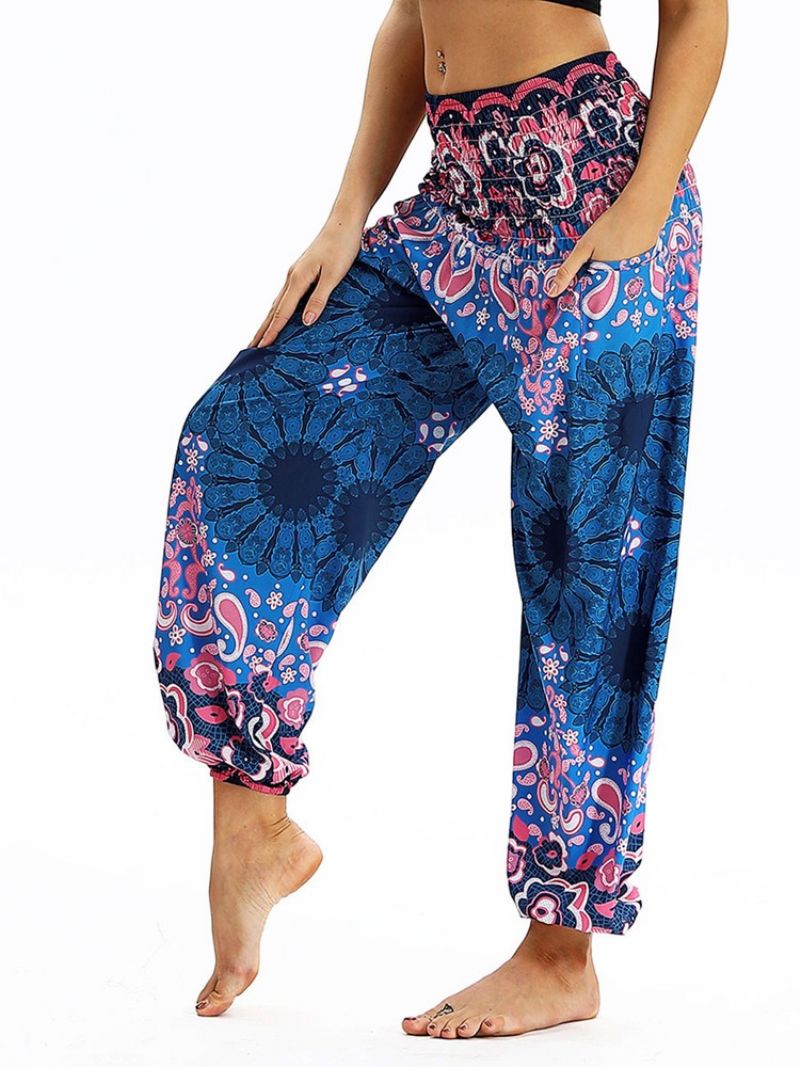 Boho Print Elastic Waist Yoga Harem Jogger Παντελόνι