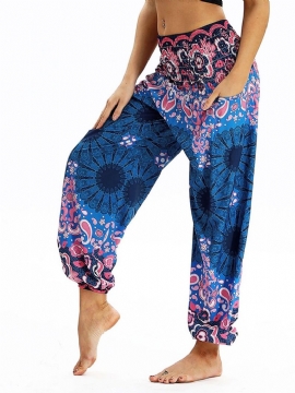 Boho Print Elastic Waist Yoga Harem Jogger Παντελόνι