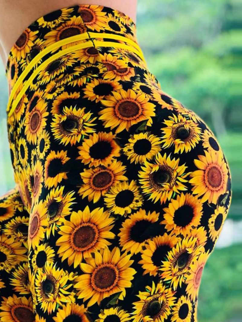 Διαπνέον Sunflower Print Push Up Gym Sport Παντελόνι Γιόγκα Ψηλόμεσο Κολάν Tiktok