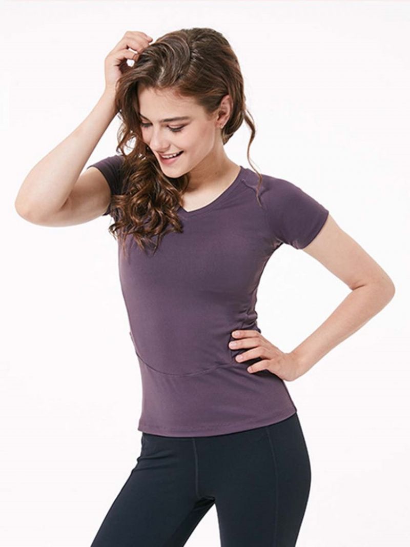 Nylon Quick Dry Solid Πουλόβερ Yoga T-Shirt