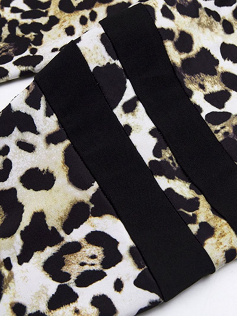 Σετ Ρούχων Με Leopard Polyester Print Αμάνικα Σε Όλο Το Μήκος