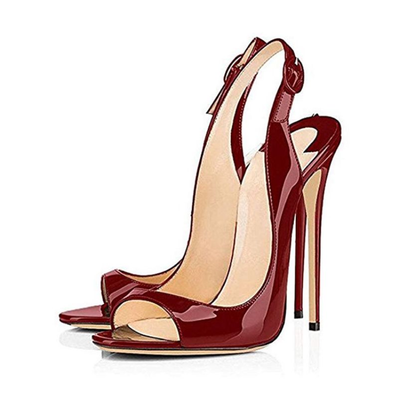 Γυναικεία Κόκκινα Σανδάλια Με Τακούνι Stiletto Slingback Strap