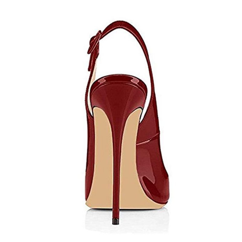 Γυναικεία Κόκκινα Σανδάλια Με Τακούνι Stiletto Slingback Strap