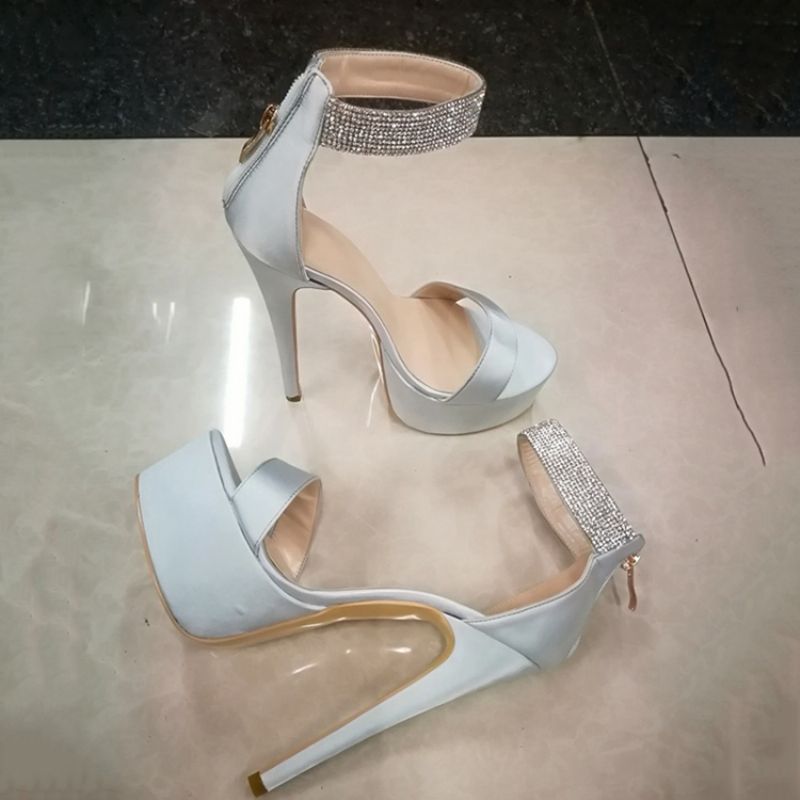 Γυναικεία Πέδιλα Με Φερμουάρ Pu Rhinestone Platform Stiletto