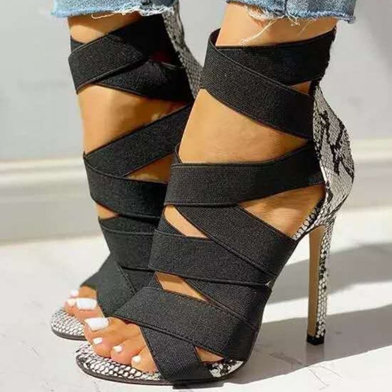 Σανδάλια Με Φερμουάρ Stiletto Heel Peep Toe Patchwork