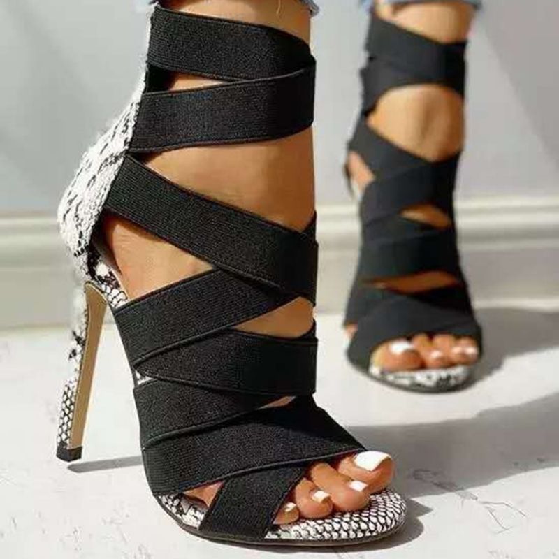 Σανδάλια Με Φερμουάρ Stiletto Heel Peep Toe Patchwork