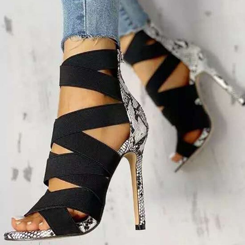 Σανδάλια Με Φερμουάρ Stiletto Heel Peep Toe Patchwork