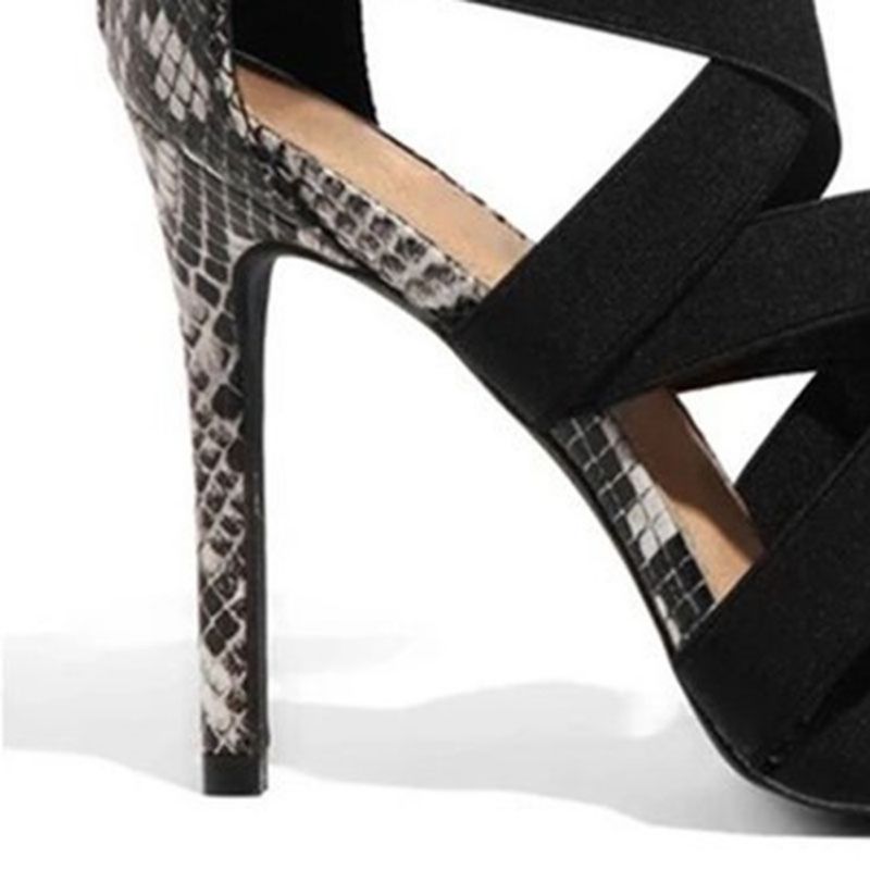 Σανδάλια Με Φερμουάρ Stiletto Heel Peep Toe Patchwork