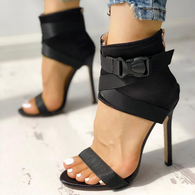 Σανδάλια Western Stiletto Heel Open Toe Με Φερμουάρ