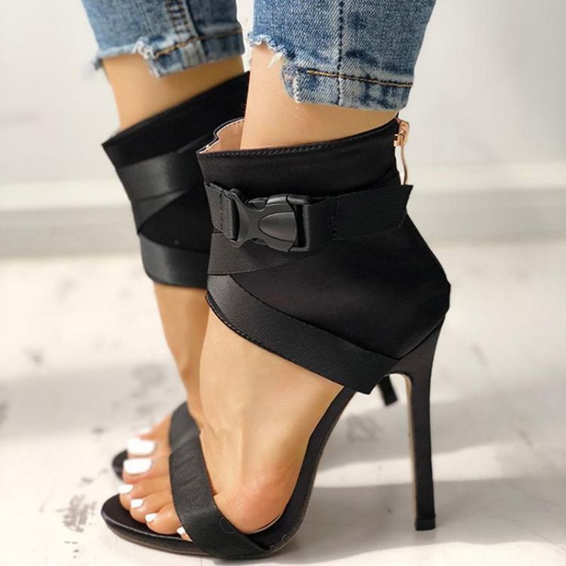 Σανδάλια Western Stiletto Heel Open Toe Με Φερμουάρ