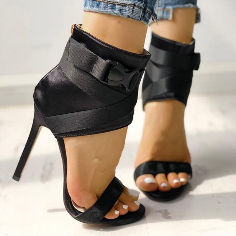 Σανδάλια Western Stiletto Heel Open Toe Με Φερμουάρ