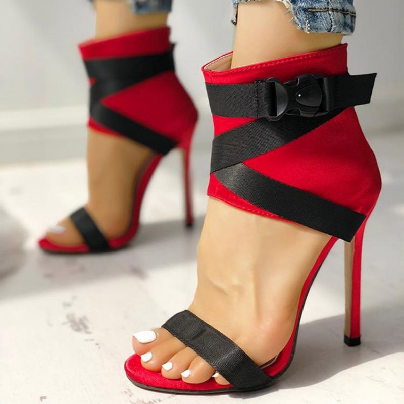 Σανδάλια Western Stiletto Heel Open Toe Με Φερμουάρ