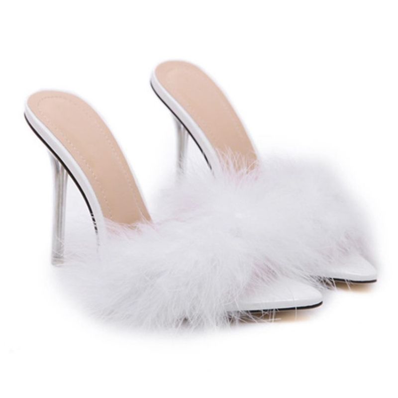 Stiletto Heel Pompon Slip-On Ανοιξιάτικες Παντόφλες