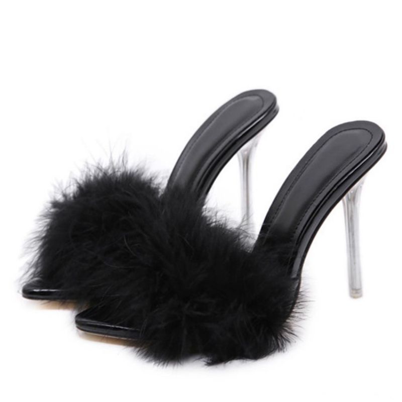 Stiletto Heel Pompon Slip-On Ανοιξιάτικες Παντόφλες