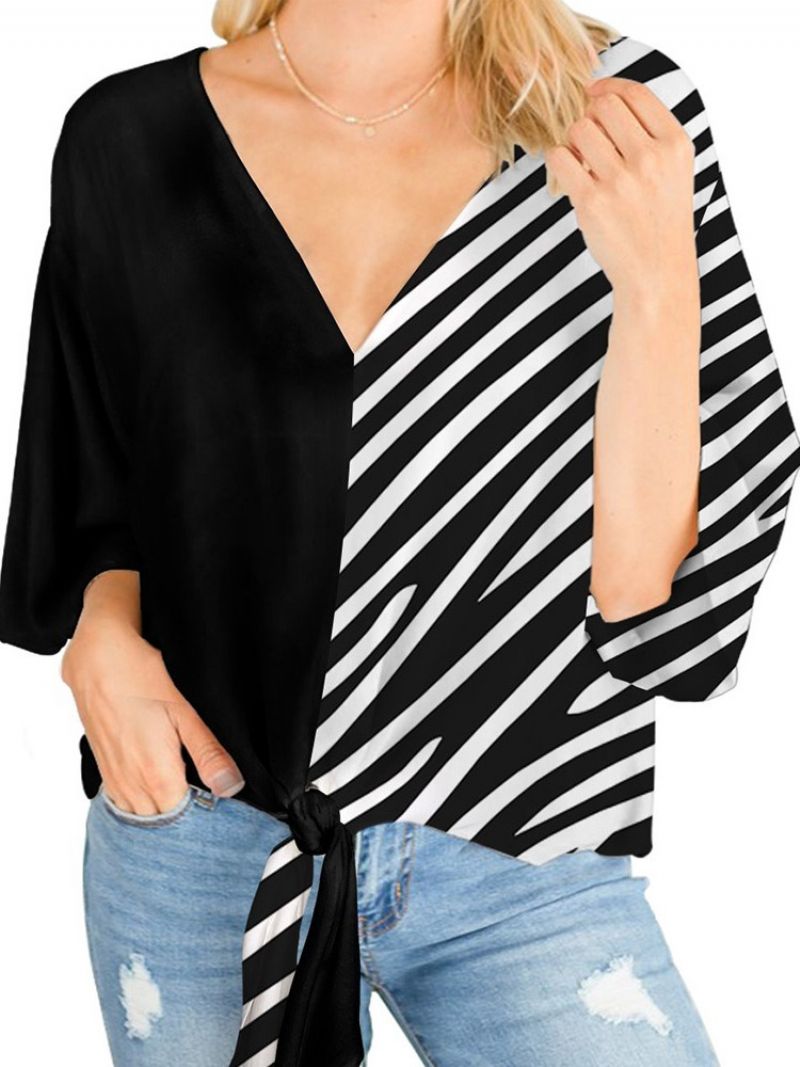 Flare Sleeve V-Neck Γυναικεία Μπλούζα Με Μισό Μανίκι Standard