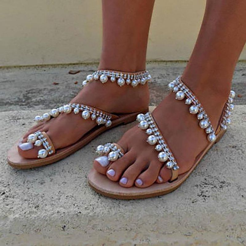 Beads Thong Slip-On Γυναικεία Flat Σανδάλια