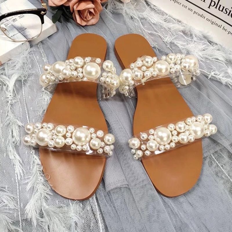 Flat With Beads Slip-On Απλές Παντόφλες