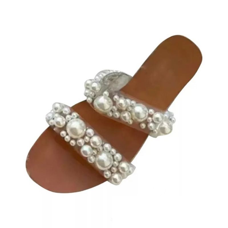 Flat With Beads Slip-On Απλές Παντόφλες