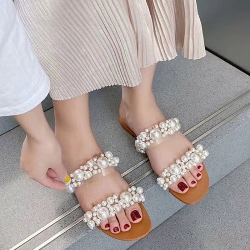 Flat With Beads Slip-On Απλές Παντόφλες