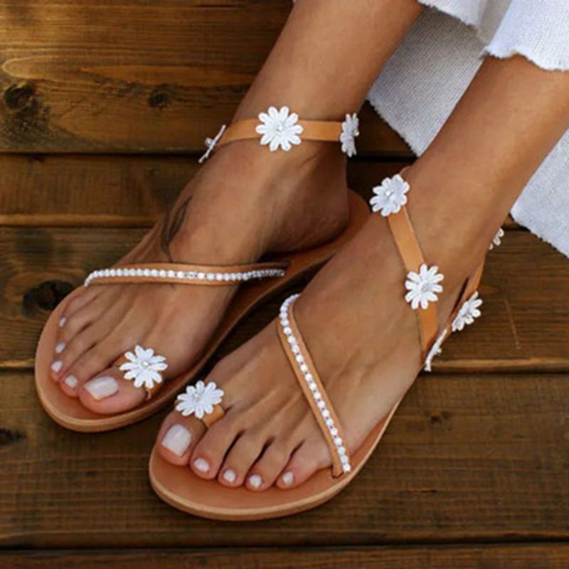 Flat With Toe Ring Slip-On Γυναικεία Φλοράλ Σανδάλια