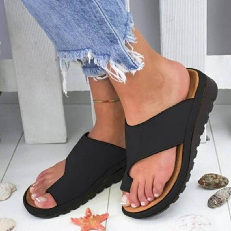 Γυναικεία Ίσια Σανδάλια Pu Toe Ring Wedge Heel