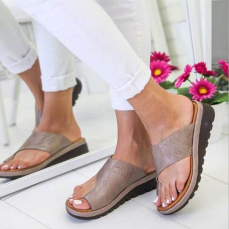 Γυναικεία Ίσια Σανδάλια Pu Toe Ring Wedge Heel