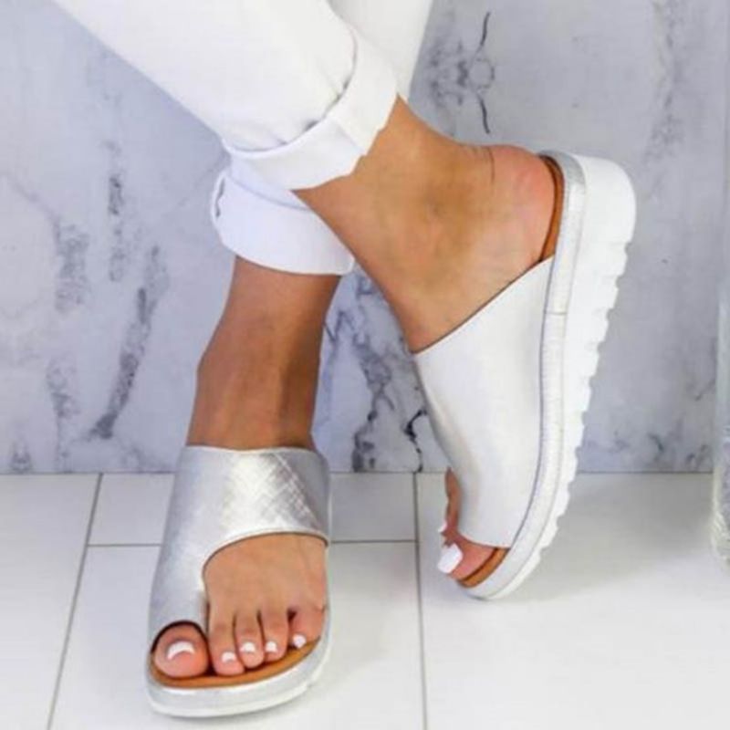 Γυναικεία Ίσια Σανδάλια Pu Toe Ring Wedge Heel