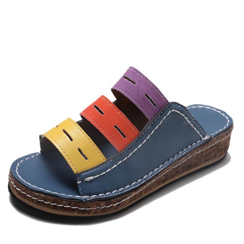 Παντόφλες Μπλοκ χρώματος Slip-On Hollow Flip Flop Slip-On