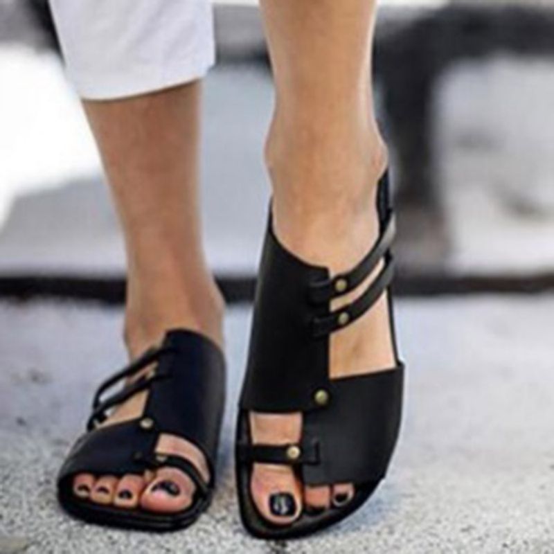 Slip-On Flip Flop Flat Με Λαστιχένιες Παντόφλες