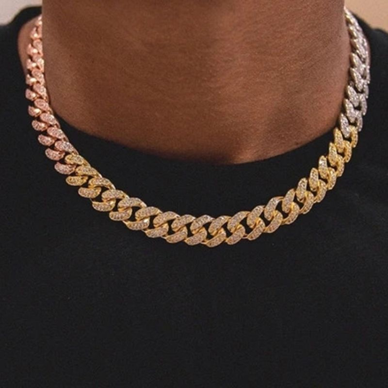 Κολιέ Unisex Vintage Ντεγκραντέ Με Αλυσίδα Cuban Link